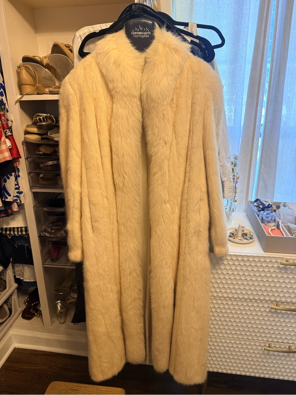Ivory Full Length Genuine Mink and Fox Coat